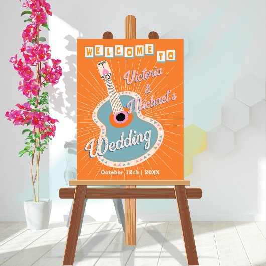 Kühne farbenfrohe Cowboy Western Gitarre Begrüßung Poster