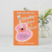 kühne farbenfrohe Cowboy-Western Gitarre Wedding Einladung (Stehend Vorderseite)