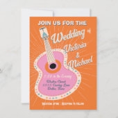 kühne farbenfrohe Cowboy-Western Gitarre Wedding Einladung (Vorderseite)