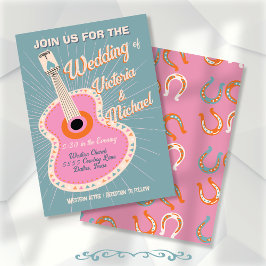 kühne farbenfrohe Cowboy-Western Gitarre Wedding Einladung