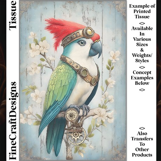Kühne farbenfrohe Fantasie Bird Parrot J8R Decoupa Seidenpapier