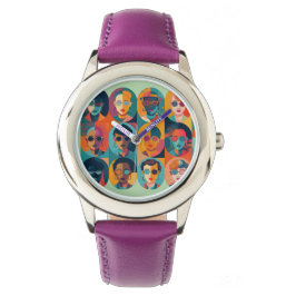 Kühne, farbenfrohe Gesichter, die Individualität f Armbanduhr