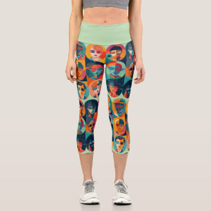Kühne, farbenfrohe Gesichter, die Individualität f Capri Leggings