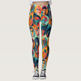 Kühne, farbenfrohe Gesichter, die Individualität f Leggings