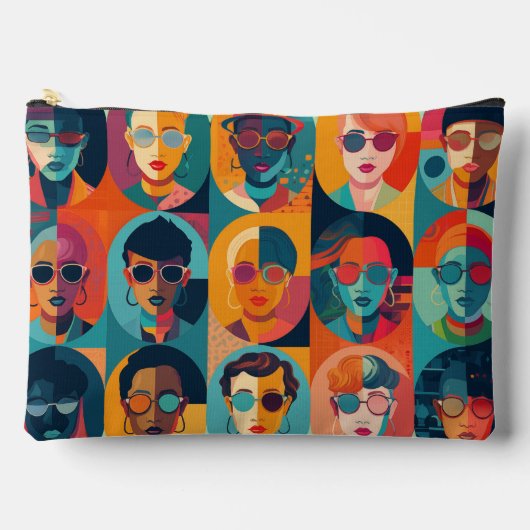 Kühne, farbenfrohe Gesichter, die Individualität f Zubehörtasche (Vorderseite)