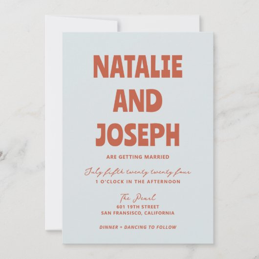 kühne farbenfrohe Retro Funky hell QR Code Wedding Einladung (Vorderseite)