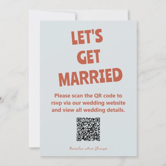 kühne farbenfrohe Retro Funky hell QR Code Wedding Einladung (Rückseite)