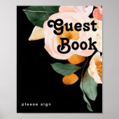 kühne, farbige Blüte | Black Guest Book Sign Poster (Vorne)