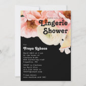 kühne, farbige Blüte | Black Lingerie Dusche Einladung (Vorderseite)