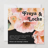 kühne, farbige Blüte | Black Square Wedding Einladung (Vorderseite)