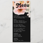 kühne, farbige Blüte | Black Wedding Dinner Menu Menükarte (Vorderseite)