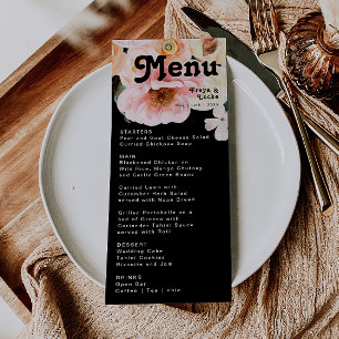 kühne, farbige Blüte Black Wedding Dinner Menu Menükarte