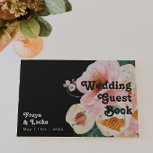 kühne, farbige Blüte | Black Wedding Guestbook Gästebuch