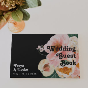 kühne, farbige Blüte Black Wedding Guestbook Gästebuch