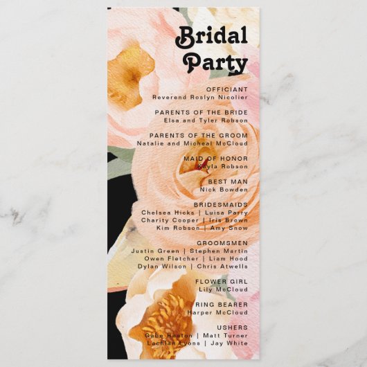 kühne, farbige Blüte | Black Wedding Program Programm (Rückseite)