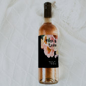 kühne, farbige Blüte | Black Wedding Wine Label Weinetikett
