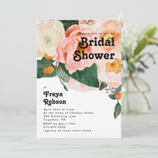 kühne, farbige Blüte | BRAUTPARTY Einladung (Stehend Vorderseite)