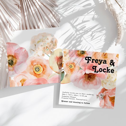 kühne, farbige Blüte | Einladung zur Hochzeit auf 