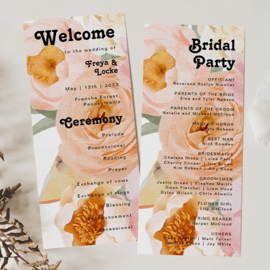 kühne, farbige Blüte | Hochzeitsprogramm Programm