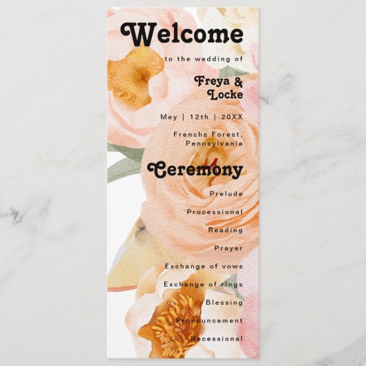 kühne, farbige Blüte | Hochzeitsprogramm Programm (Vorderseite)