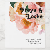 kühne, farbige Blüte | Hochzeitsweinsiegel Weinetikett (Einzelnes Label)