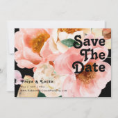 kühne, farbige Blüte | Horizontal schwarz Save The Date (Vorderseite)
