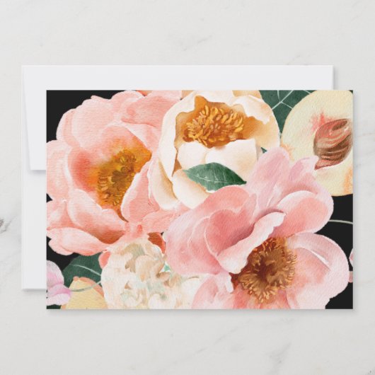 kühne, farbige Blüte | Horizontal schwarz Save The Date (Rückseite)