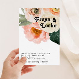 kühne, farbige Blüte | Monogramm des Lässigen Foto Einladung