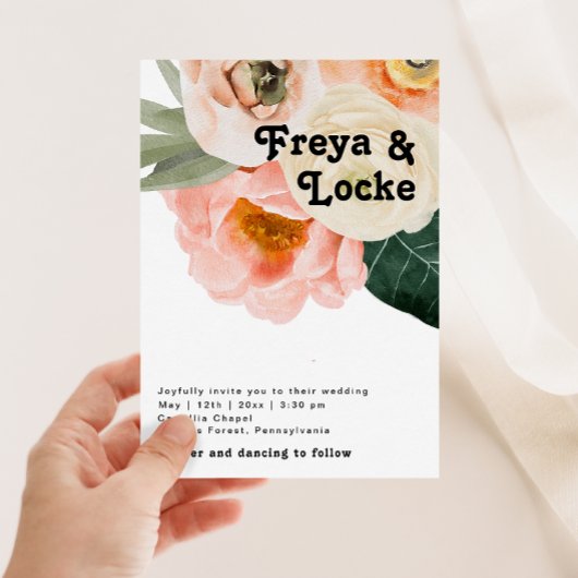 kühne, farbige Blüte | Monogramm des Lässigen Foto Einladung