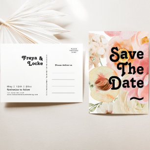 kühne, farbige Blüte   Save the Date Postkarte