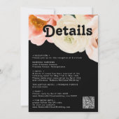 kühne, farbige Blüte | Schwarz in einer Hochzeit Einladung (Rückseite)