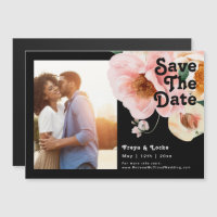 kühne, farbige Blüte | Schwarz Save the Date