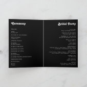 kühne, farbige Blüte | Schwarze geklappte Hochzeit Programm (Innenseite)