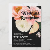 kühne, farbige Blüte | Schwarze Hochzeit Einladung (Vorderseite)