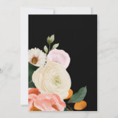 kühne, farbige Blüte | Schwarze Hochzeit Einladung (Rückseite)