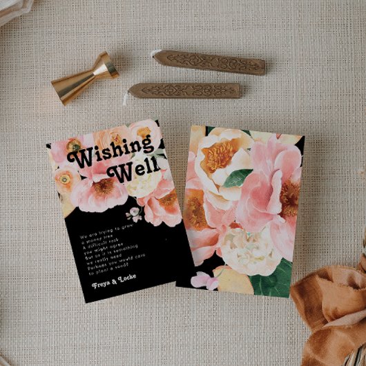 kühne, farbige Blüte | Schwarze Hochzeit wünschend Begleitkarte