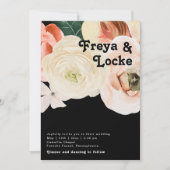 kühne, farbige Blüte | Schwarze Lässige Hochzeit Einladung (Vorderseite)