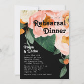 kühne, farbige Blüte | Schwarze Probe Abendessen Einladung (Vorderseite)