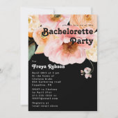 kühne, farbige Blüte | Schwarzer Junggeselinnen-Ab Einladung (Vorderseite)