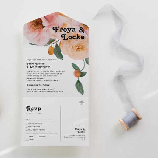 kühne, farbige Blüte | Siegel und Senden All In One Einladung