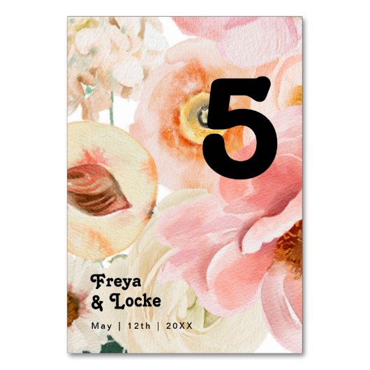 kühne, farbige Blüte | TISCHNUMMER (Rückseite)