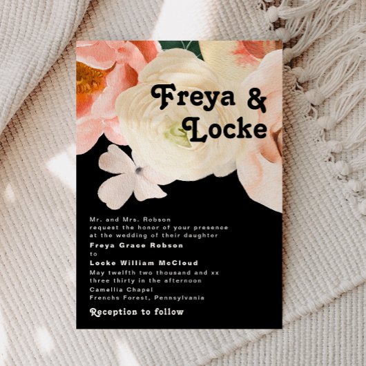 kühne, farbige Blüte | Traditionelle Schwarze Hoch Einladung