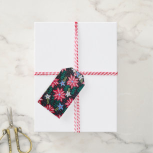kühne florale Anordnung in Schwarz und Rot Napkins Geschenkanhänger