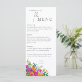 kühne florale Elegant Botanischer Rosa Hochzeitsso Menükarte (Stehend Vorderseite)