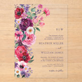 kühne florale Hochzeit - Akryllische Einladung (Vorderseite)