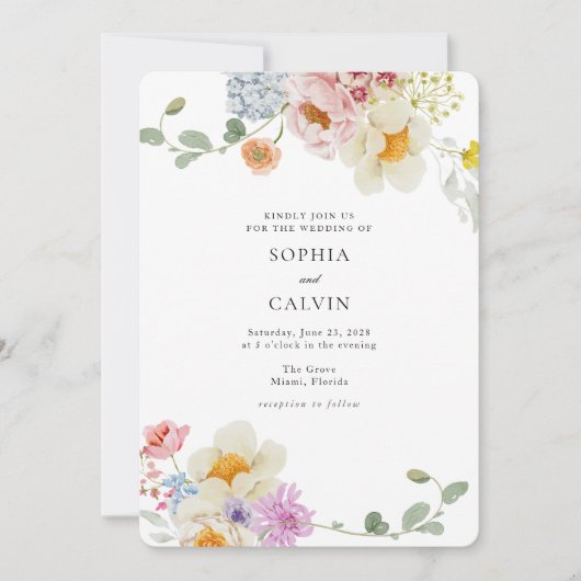 Kühne Florals Liebe in Bloom Wedding Einladung (Vorderseite)