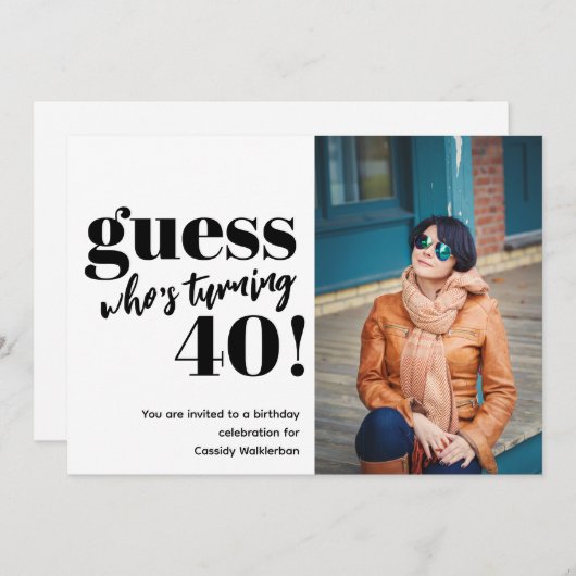 kühne Foto 40. Geburtstag Einladung (Vorne/Hinten)