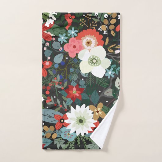 kühne Funky farbenfroh blühende Dunkle Chic Modern Badhandtuch Set (Handtuch)