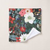 kühne Funky farbenfroh blühende Dunkle Chic Modern Badhandtuch Set (Waschlappen)