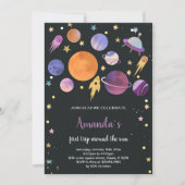 kühne Galaxie Thema für Kinder Einladung (Vorderseite)